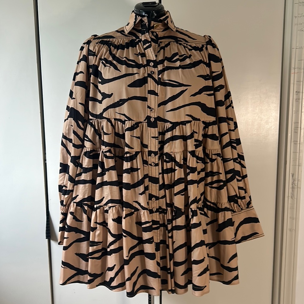 NWT AJE CAMEL ZEBRA NOUVEAU SMOCK DRESS SZ  US 6/8/10. Australian size 10.